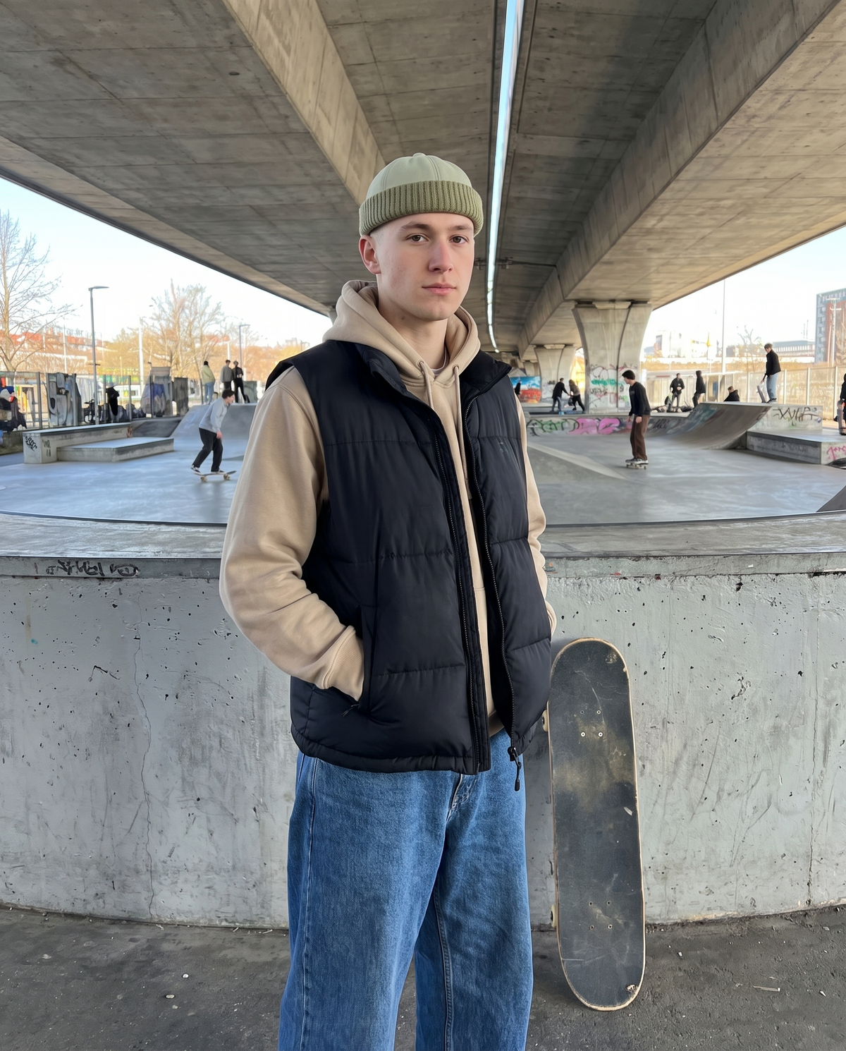Jabłkowa czapka Port Vintage w skateparku